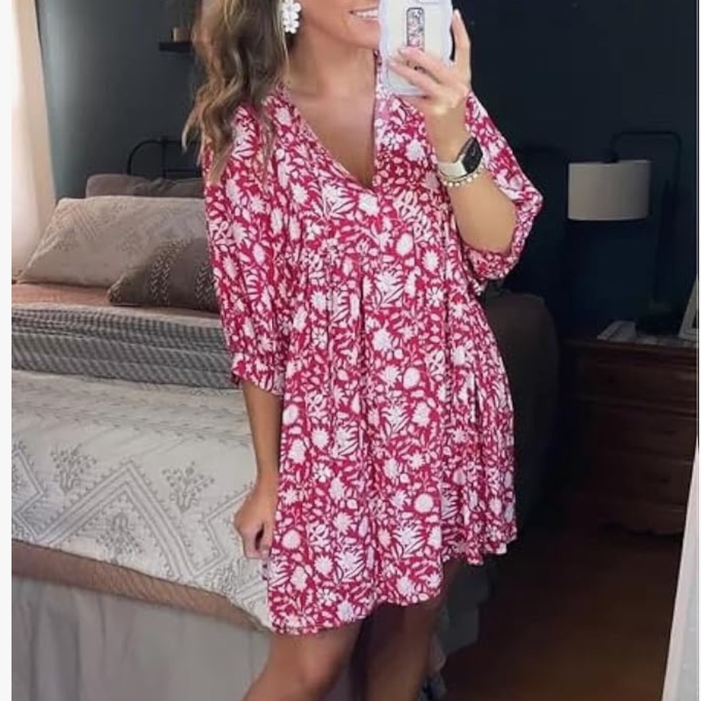 Red floral dress